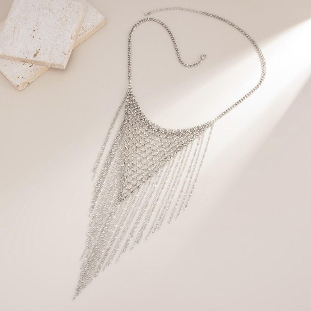 Charm Tassel Necklace Triangle Bohemian Collarbone Chain Fashion Multi Layer Necklace Women