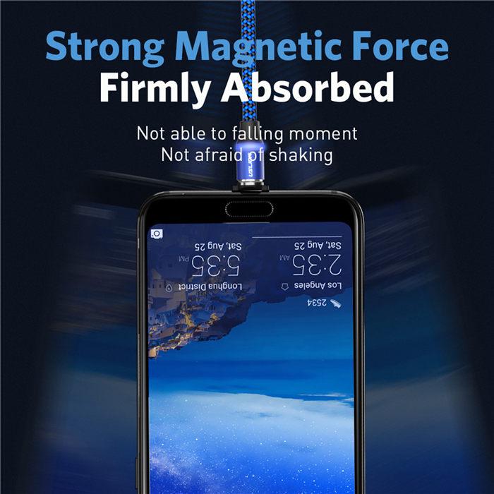 1M 3 In 1 Magnetic Cable For iPhone X Samsung Lighting Nylon Braided Micro USB Type C Magnet Cable