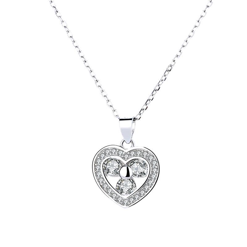 S925 Sterling Silver Diamond Love Pendant Women's Sterling Silver Fashion Personality Special Interest Light Luxury Heart-Shaped Pendant