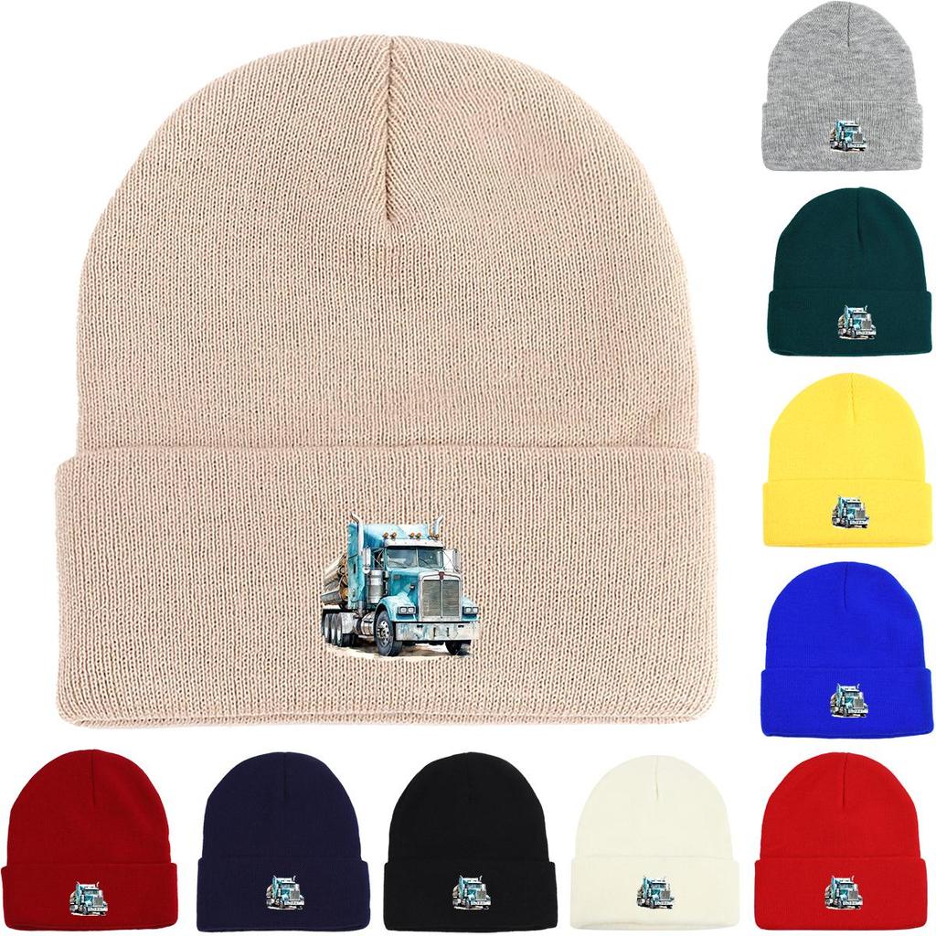 Blue Pickup Truck Warm Knit Hat Beanie, Woman Cap Cozy Lightweight Stylish Headwear Knitted Cap Beanie