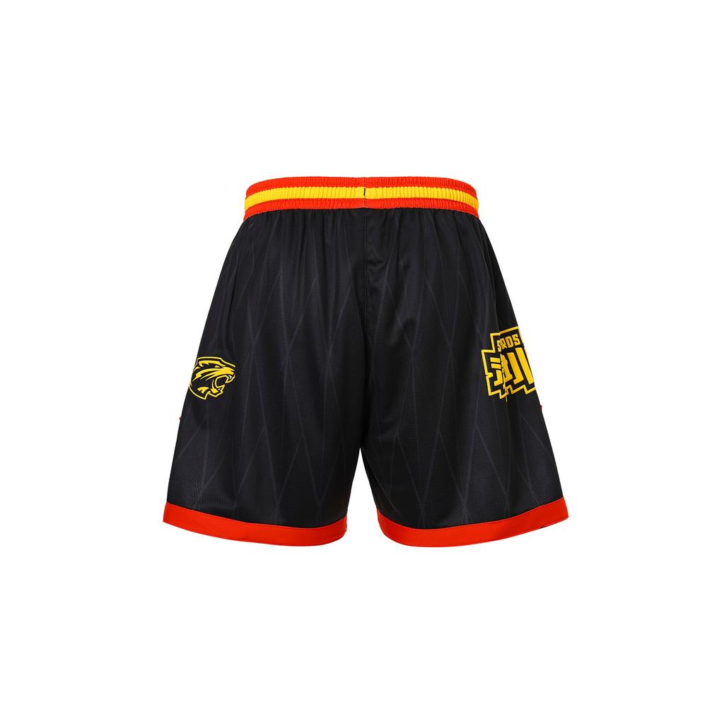 Шорты для баскетбола Li Ning CBA Series с цветным блоком и логотипом, прямые, фанатская версия, сезон 23-24, команда Шэньчжэня, мужские, черные AAPT877-1