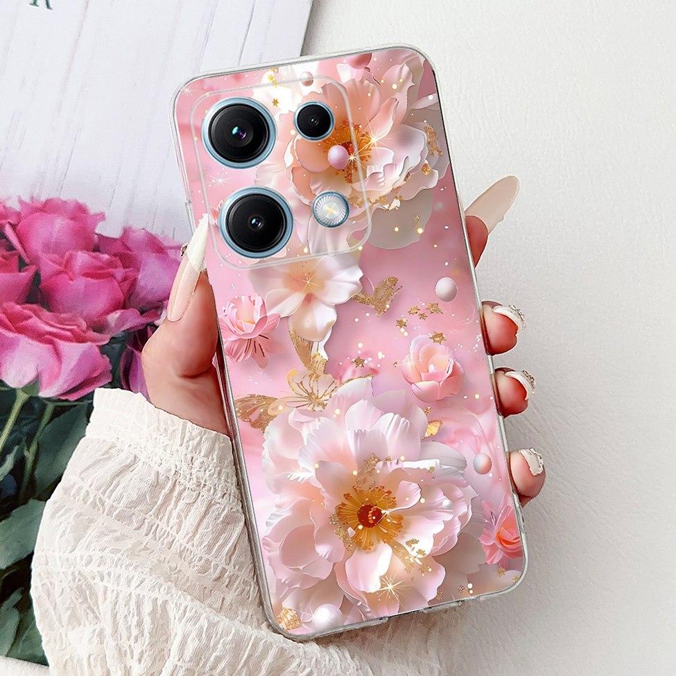 Clear For Redmi Note 14S 4G Case Cover Luxury Butterfly Love Fashion Flowers Cool Lion Cute Painted Soft Casing