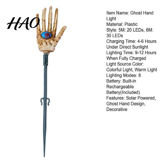 Solar Halloween Stake Lights Skeleton Hand Light, Spooky Ghost Hands Lamp with 20/30 LEDs, Decorative Light Powered for Outdoor Garden Yard