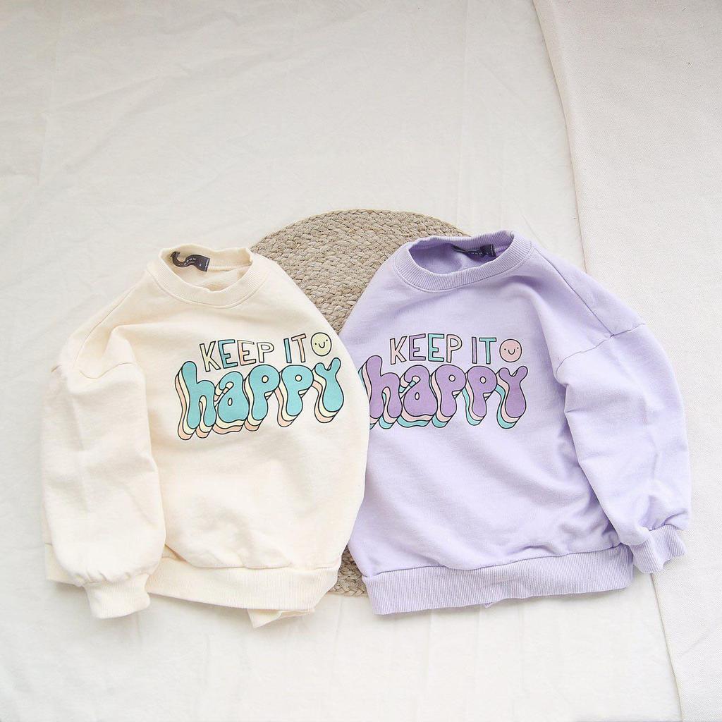 Children Unisex Spring Autumn Long Sleeve O Neck Letter Printed Loose T Shirt Tops for Boys Girls