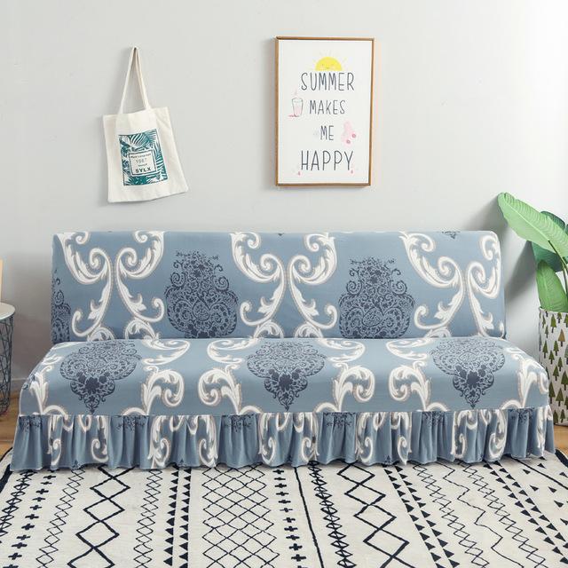 Чехол для дивана Modern Floral Series с юбкой по краю для складного дивана без подлокотника, всеобъемлющий эластичный защитный чехол