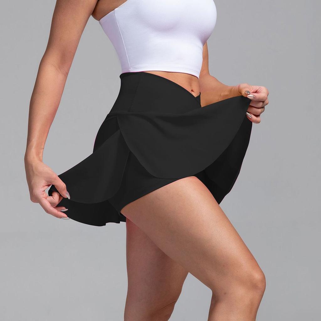 Женская спортивная короткая юбка, шорты для йоги, брюки-юбка, теннисная юбка, уличная юбка для йоги с высокой талией