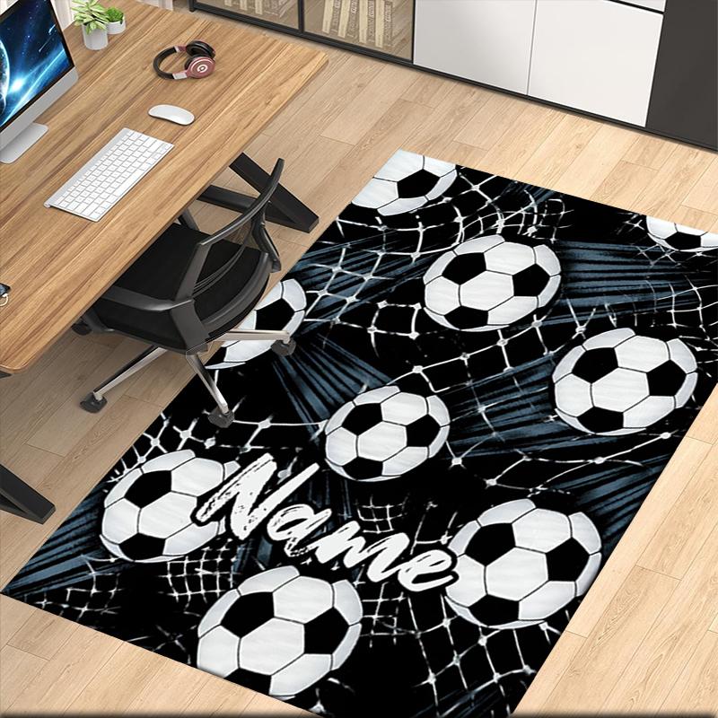 Custom Name Soccer Printed Carpet, for Office Chair Living Room Bedroom Kitchen Room Decor Gifts.