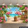 2D яркий тропический пляжный фон с фламинго для летней фотосессии