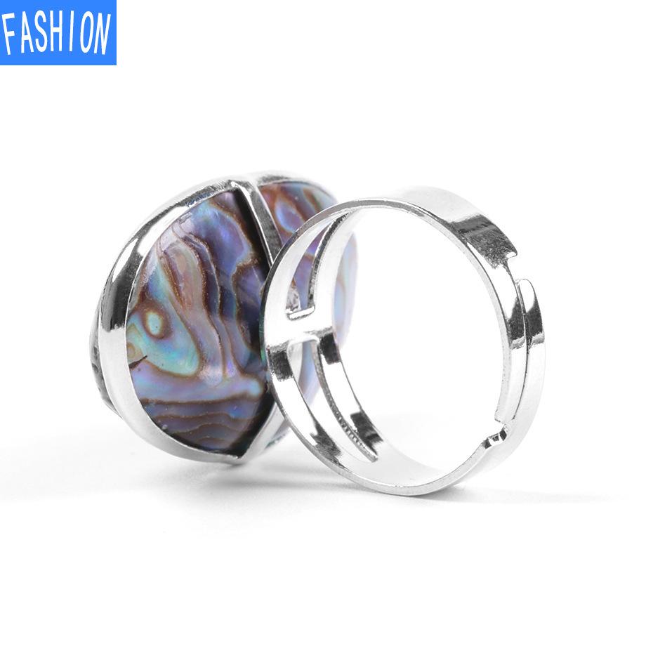 Natural Abalone Shell Beads Finger Ring Reiki Seashells Adjustable Ring