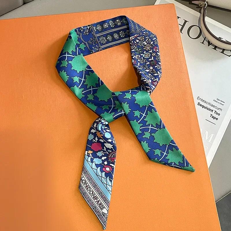 Женский узкий тонкий шарф с принтом лошади, длинный ленточный шарф, ручка для сумки, многофункциональный декоративный шейный платок, резинка для волос