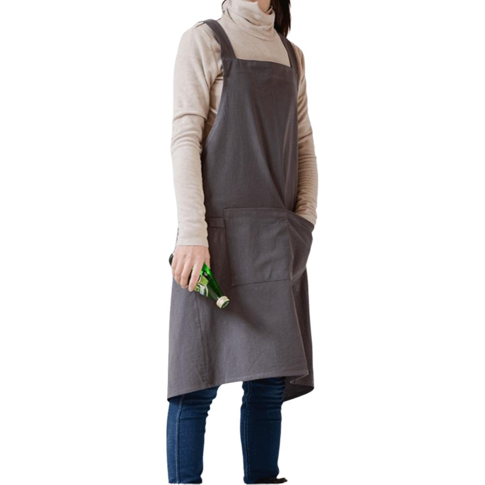 Simple Pocket Apron Cotton Household Waterproof Apron Durable Unisex Work Clothes Coffee Shop