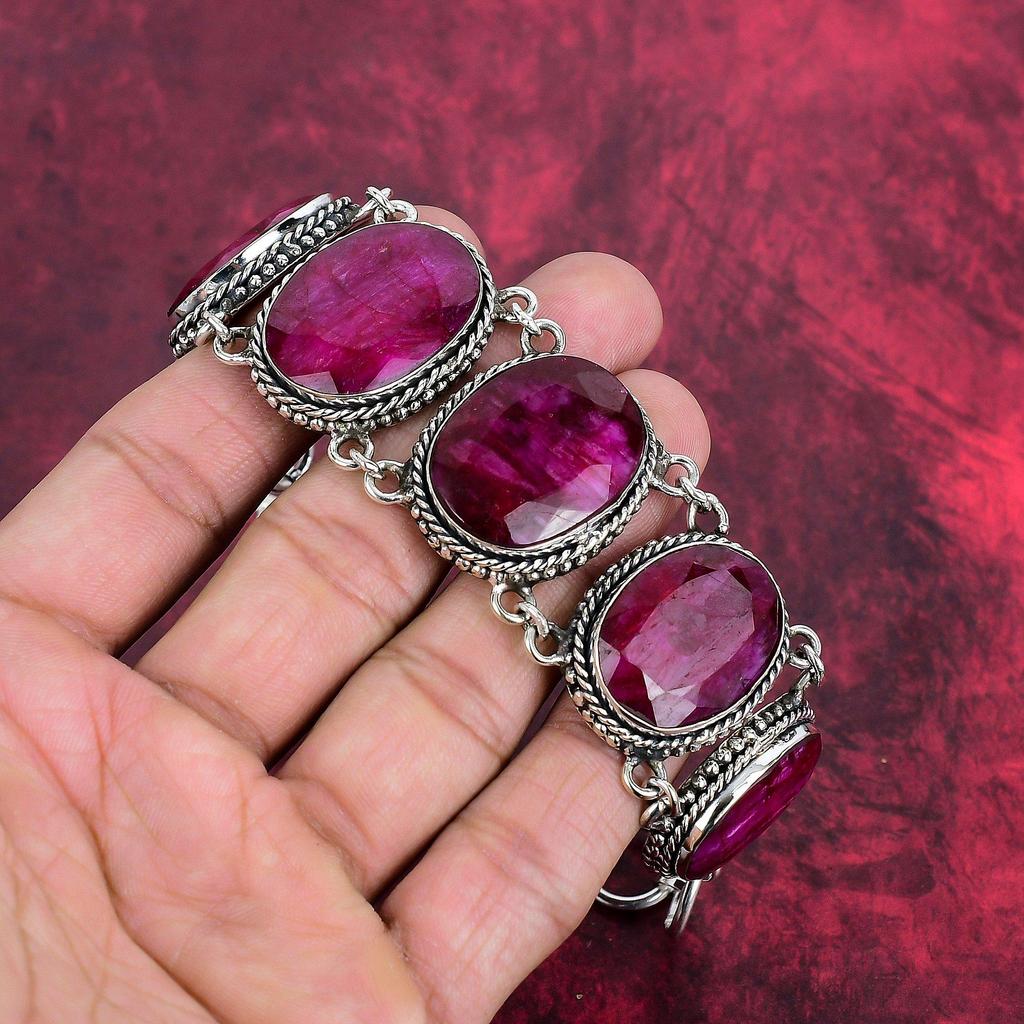 Ювелирные изделия из кашмирского красного рубина, браслет из стерлингового серебра 925 пробы, великолепный браслет из красного рубина ручной работы, для подарка на помолвку