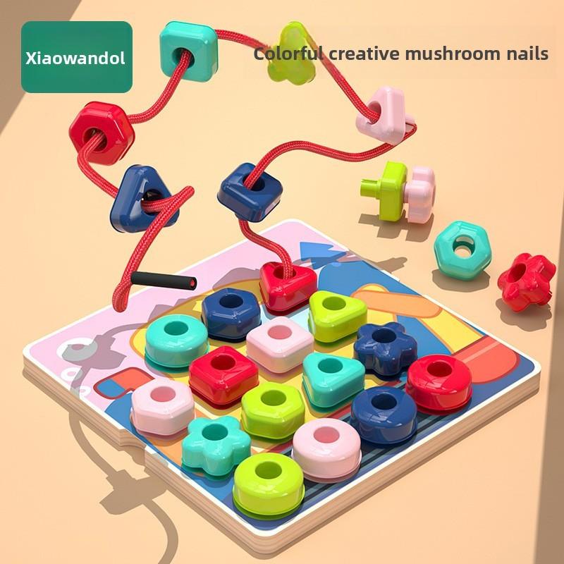 Деревянный пазл-гриб с колышками для детей, развивающая игрушка для развития мозга