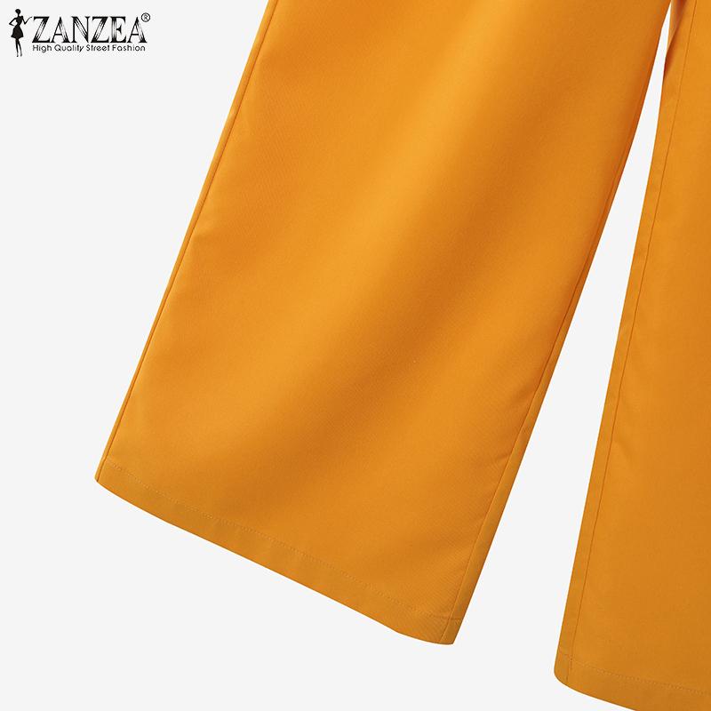 ZANZEA Женский повседневный костюм из двух частей с принтом и блузкой с рукавом 3/4 и брюками