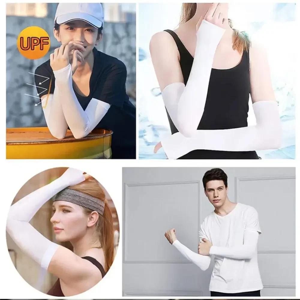 Unisex Cooling Sun Protection Arm Sleeves Fingerless Long for Cycling Fishing Outdoor Anti-Sunburn Sports Cuffs