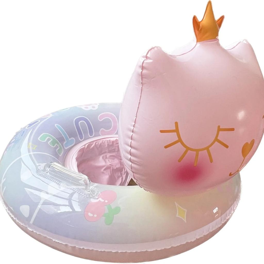 Children's Inflatable Toys Swimming Ring Crown Cat Summer Pool Party Inflatable Floating Circle with Handle Water Toys for Kids