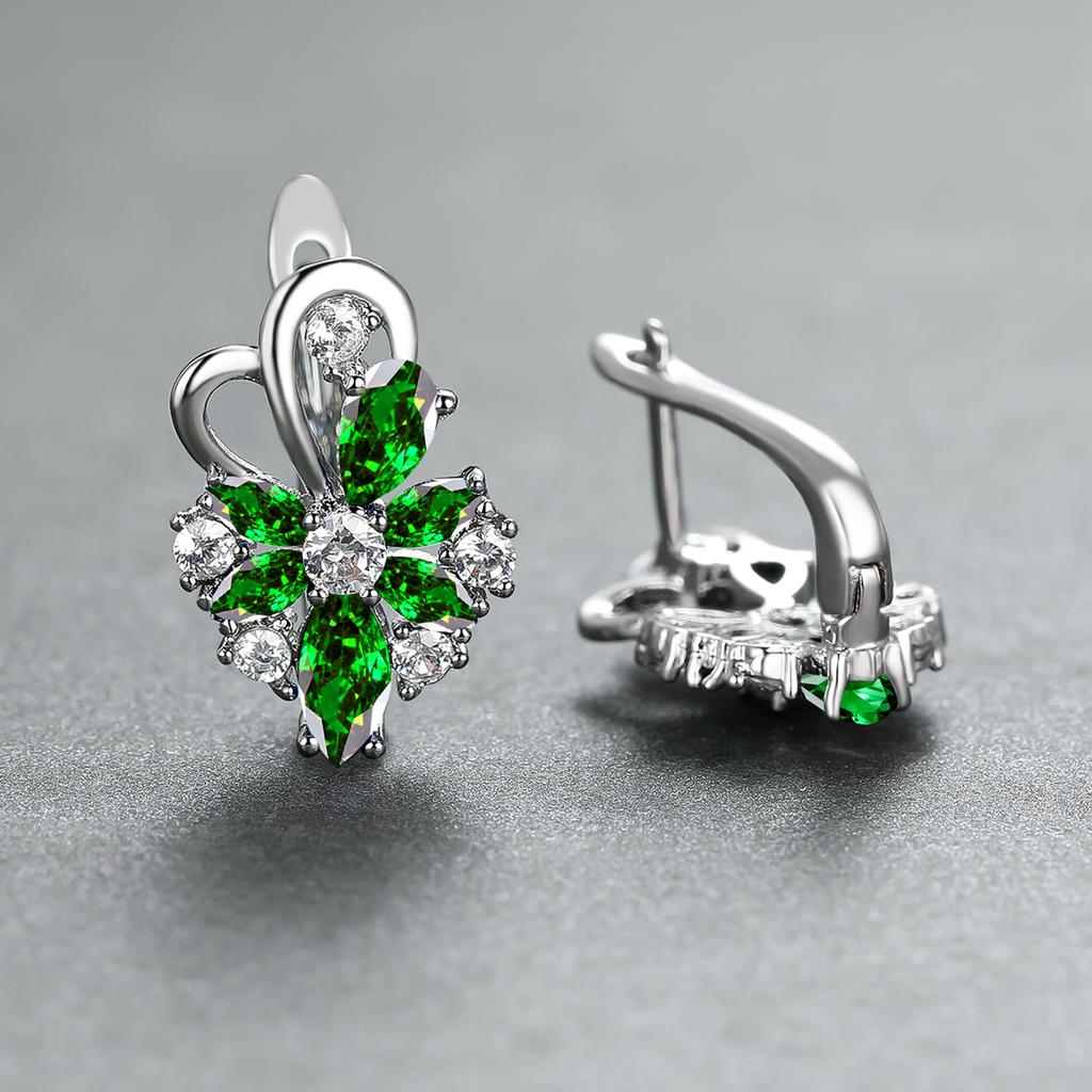 1 пара, серьги-клипсы в виде капли воды, синие, розовые, фиолетовые, цвета морской волны, с лепестками цветка, в цветочном стиле