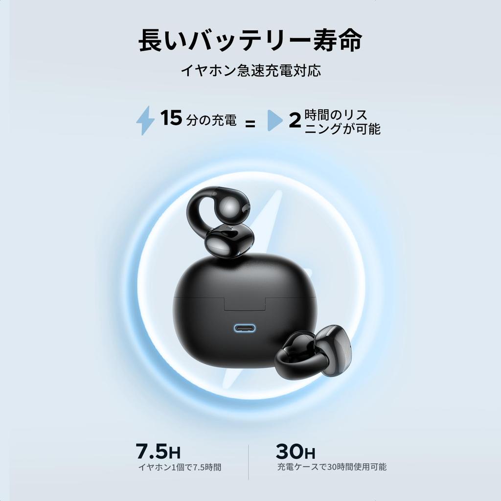 UGREEN Беспроводные Bluetooth-наушники-клипсы с шумоподавлением на основе ИИ для полной защиты IPX5 до 30 часов работы наушников 5.4 Hi-Fi звук, ENC, звонки. [Открытые уши,