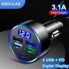 4 порта Usb Pd Автомобильное зарядное устройство 3.1a Быстрая зарядка для Iphone 13 12 Huawei P40 Xiaomi Samsung Адаптер зарядного устройства для мобильного телефона в автомобиле
