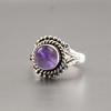 Круглое кольцо с драгоценным камнем аметистом, кольцо из твердого серебра 925 пробы, ювелирные изделия с камнем, кольцо для женщин, богемное кольцо, ювелирные изделия ручной работы