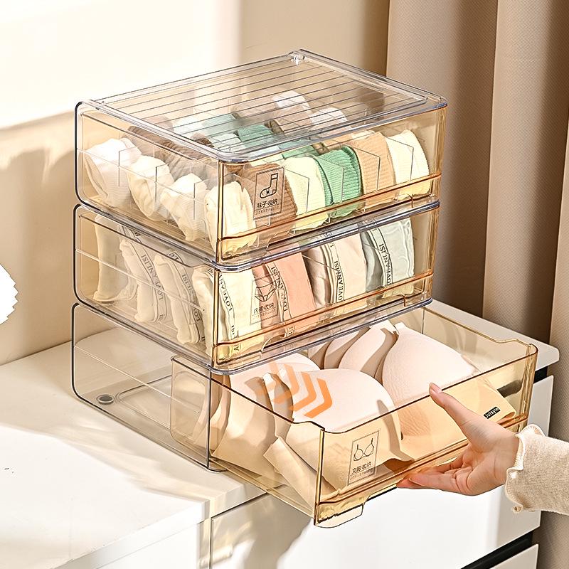 Stackable Multi-Layer Underwear and Medicine Organizer Box - Transparent, Multi-Purpose Storage.