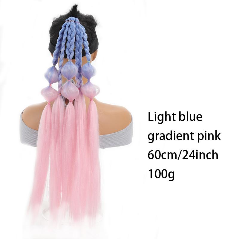 A Ponytail Wig with Colored Bubble Braids and a Ponytail Synthetic Fiber That Is Heat-resistant for Women Easy To Wear for Parties and Gatherings