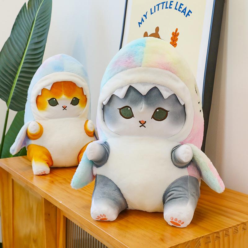 Кавайная кукла-акула-кот Детская плюшевая игрушка-акула Подушка-котенок Мультяшное тело Подушка для дивана Подарок на день рождения для мужчин и женщин