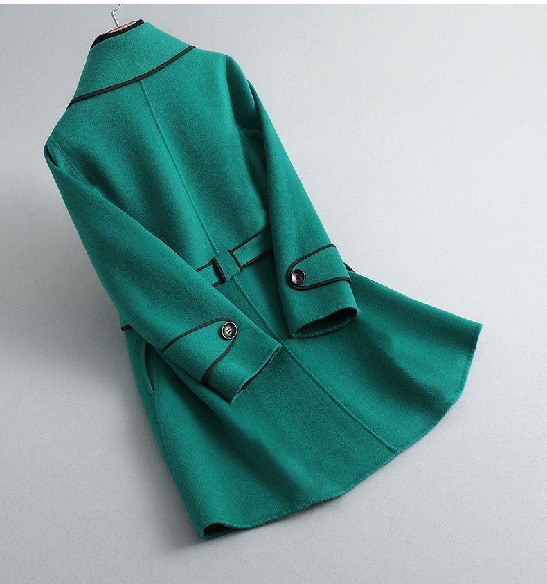 Женское приталенное пальто в корейском стиле из искусственной кашемировой шерсти - Цветной блок, средней длины, для осени и зимы