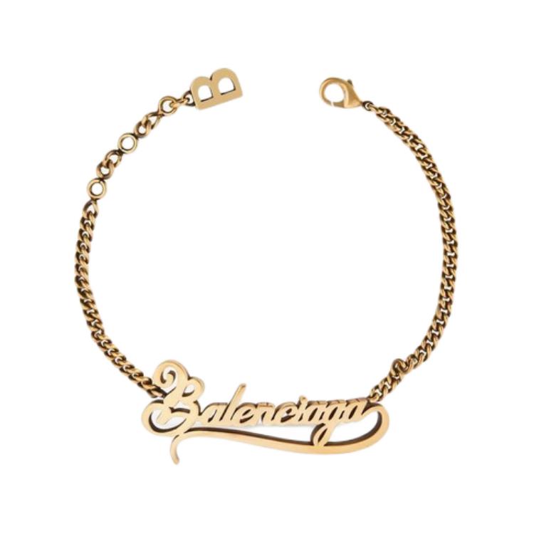 Balenciaga Браслет с цепочкой и биркой-логотипом, латунный, женский, 674579TZ99J0604