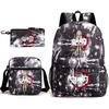 New Schoolbag Animation Three-piece Set Heat Transfer Schoolbag Small Shoulder Pencil Bag Primary and Secondary School Students Backpack