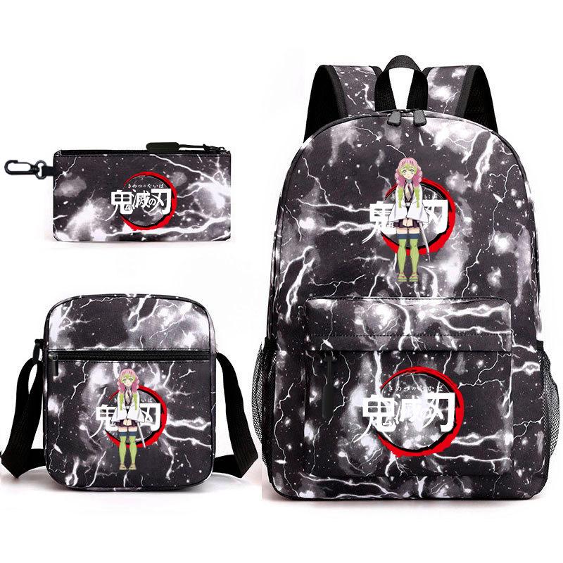 New Schoolbag Animation Three-piece Set Heat Transfer Schoolbag Small Shoulder Pencil Bag Primary and Secondary School Students Backpack