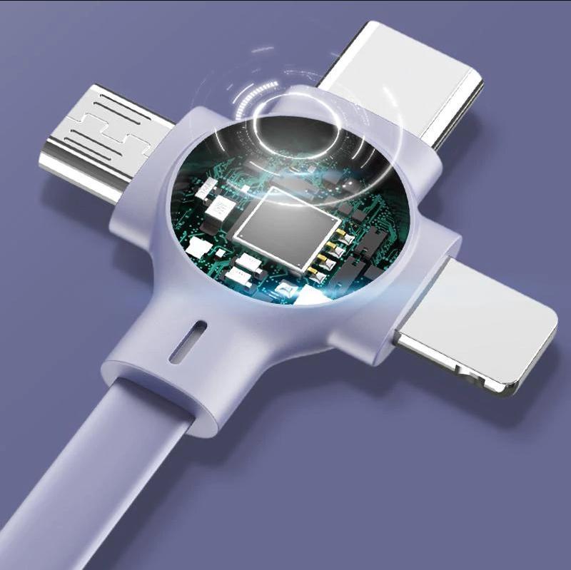 Рулон зарядного кабеля 3 в 1 Macaron Телескопический кронштейн для хранения Зарядный кабель MICRO Lightning TYPE-C