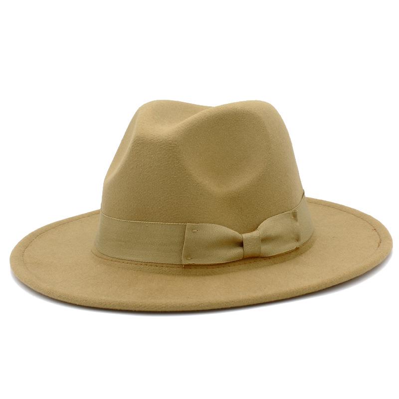 Федора с широкими полями в европейско-американском стиле с бантом: Модная унисекс джазовая шляпа