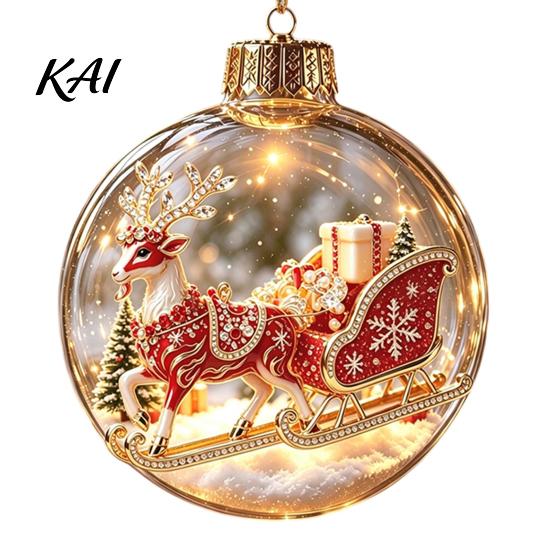 Decorative Hanging Balls Glowing Christmas Story Ornament, Light?Up Mini Holiday Scene Ball with Warm Living Room Ornaments LED Light, Clear Plastic