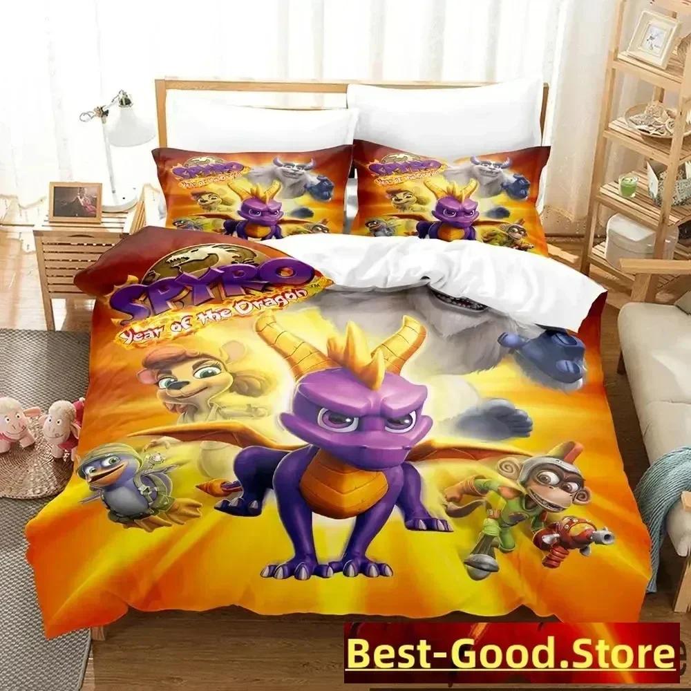 Комплект постельного белья Cartoon Spyro Reignited Trilogy, пододеяльник, постельный комплект, пододеяльник, наволочка, одеяло размера king-size для мальчиков и взрослых