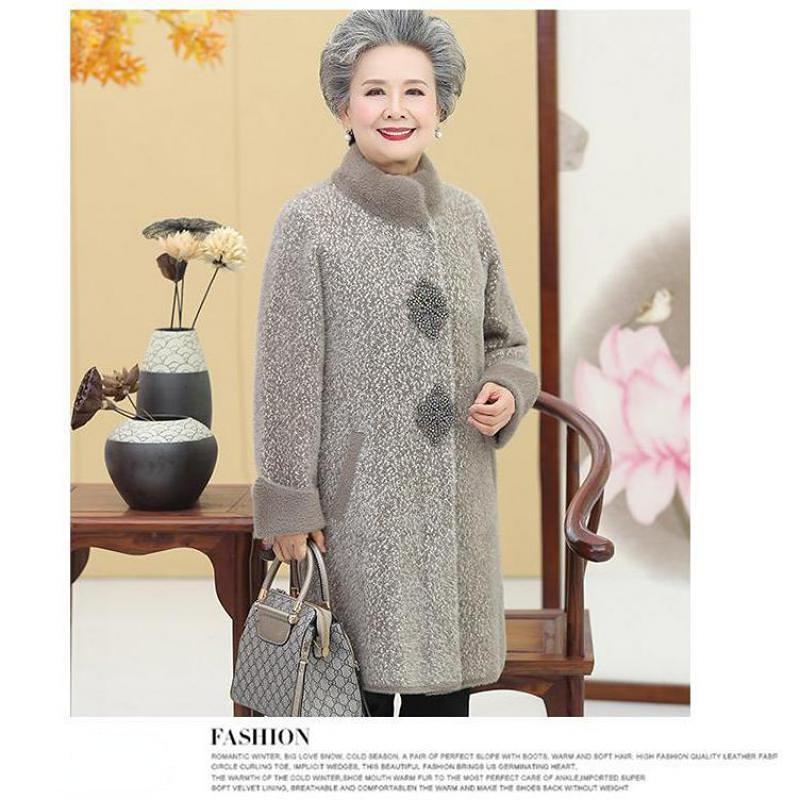 Зимняя норковая шуба для мам среднего возраста, покрытая пуговицами, толстая теплая меховая верхняя одежда