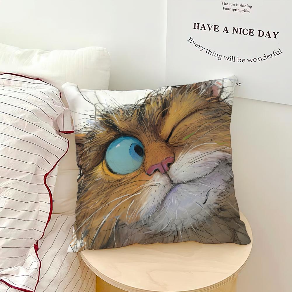 Чехол для подушки Whimsical Cat Art, для дивана, гостиной, спальни, изголовья, спинки, квадратная подушка, наволочка для сна