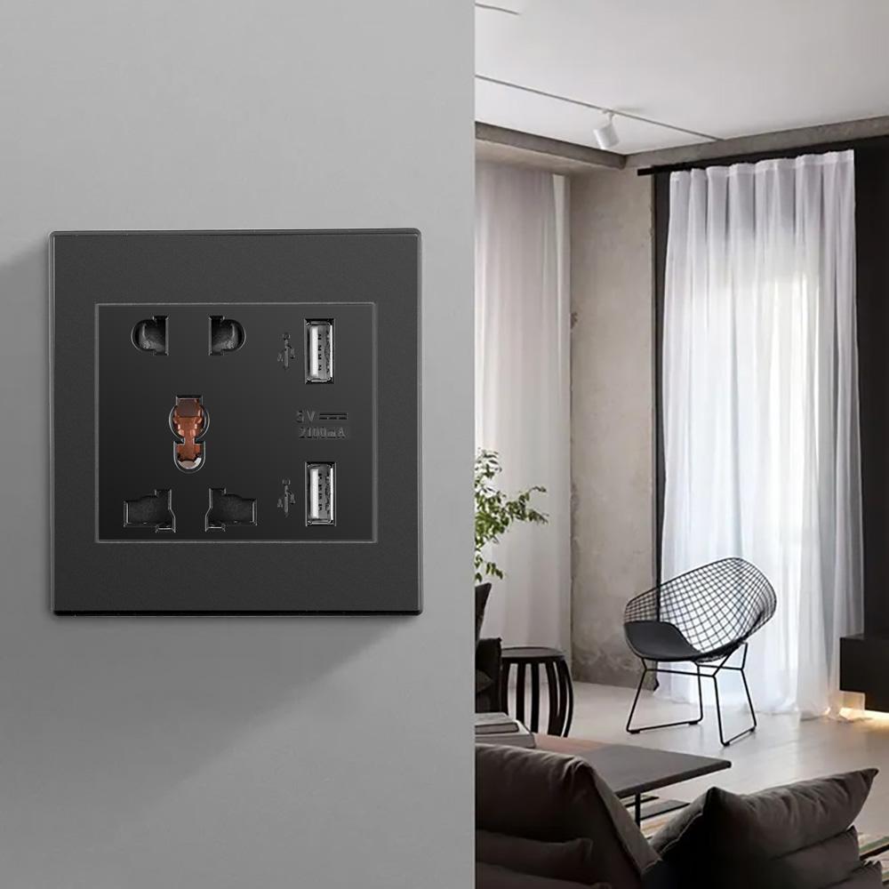 86 Тип Настенный двойной USB-порт для зарядки 5-луночная универсальная розетка Умный дом Адаптер зарядного устройства 2100 мА Электрическая розетка