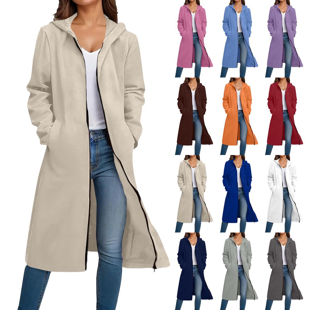 Women's Fashion Casual Plus Size Hooded Long-Sleeve Solid Jacket