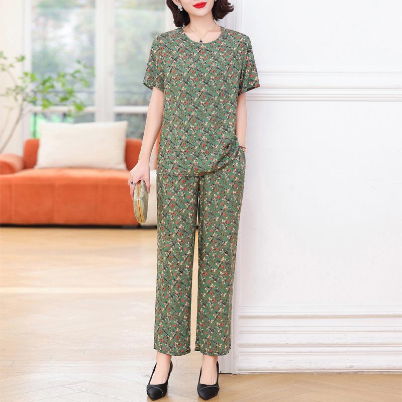 Элегантные комплекты из 2 предметов больших размеров, женские комплекты, летние винтажные комплекты с широкими штанинами и брюками с принтом