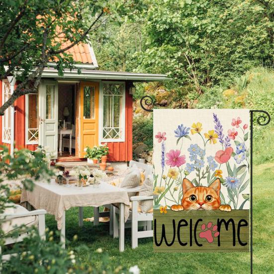 Spring Summer Floral Garden Flag 12x18 Inch Vertical Double Sided Colorful Flowers Welcome Yard Decor Farmhouse Outdoor Burlap Flag