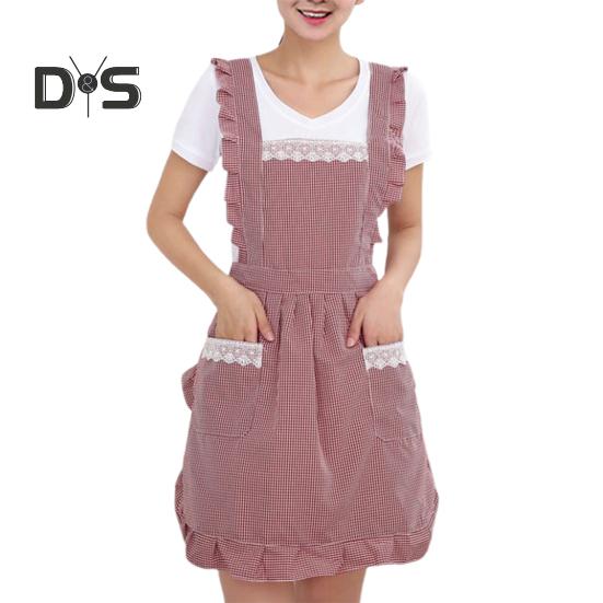 Легко носить, фартук для выпечки, дизайн с плечевым ремнем, практичный корейский стиль, клетчатый фартук для приготовления пищи, рабочая одежда для домохозяйки
