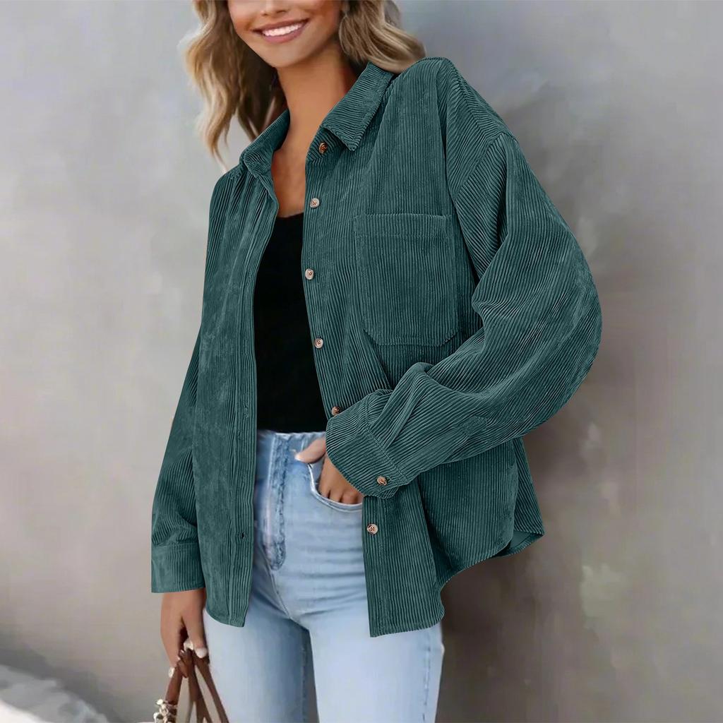 Женская повседневная однотонная свободная куртка с лацканами на пуговицах больших размеров