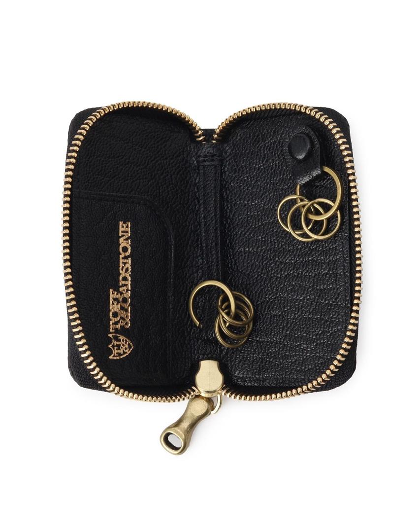 И дорожный ключ круглый молния свет термоусадочный чехол для ключей брелок для ключей чехол для карт из коровьей кожи один размер черный [Toff Stone]