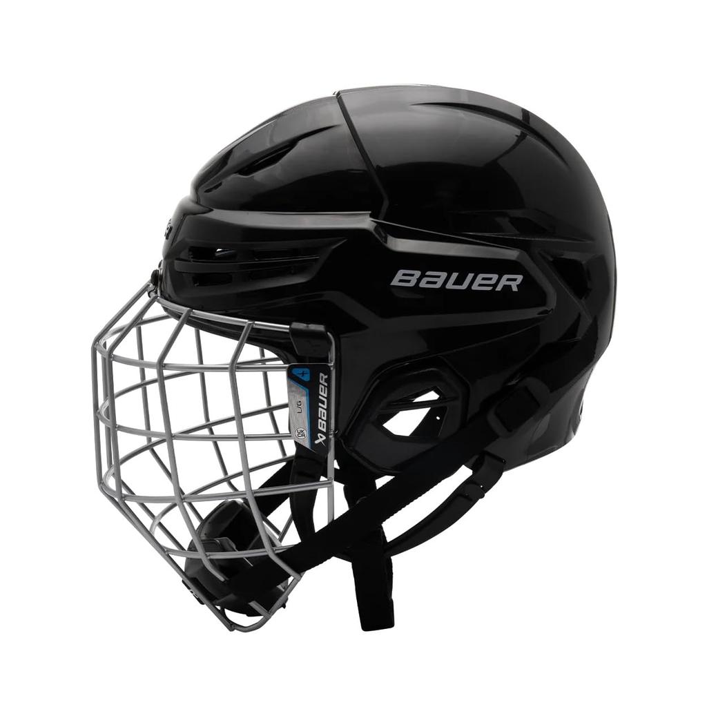 bauer 55 Hockey Helmet Combo with Senior Re-Akt Facemask, (Black, L)