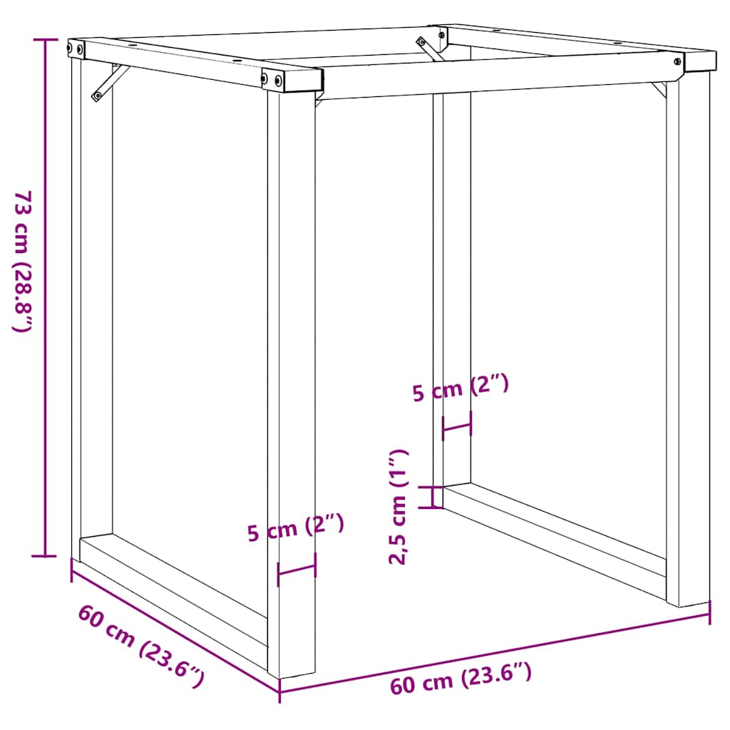 O Shape Dining Table Base 60 x 60 x 73 cm Steel