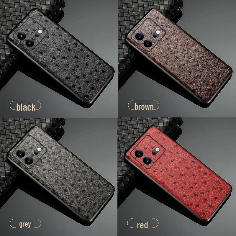 Чехол iQOO Neo9 из воловьей кожи с рисунком под страуса для Neo9Pro