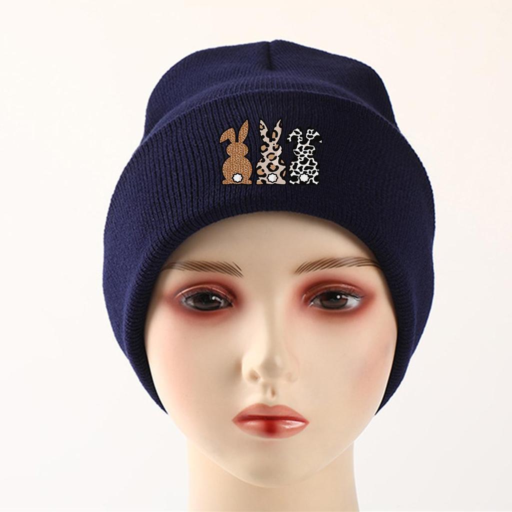 Rabbits Back View Warm Knit Cap Beanie, Animal Woman Cap Windproof Candy Color Sporting Bobble Hat Knitted Hat Beanie