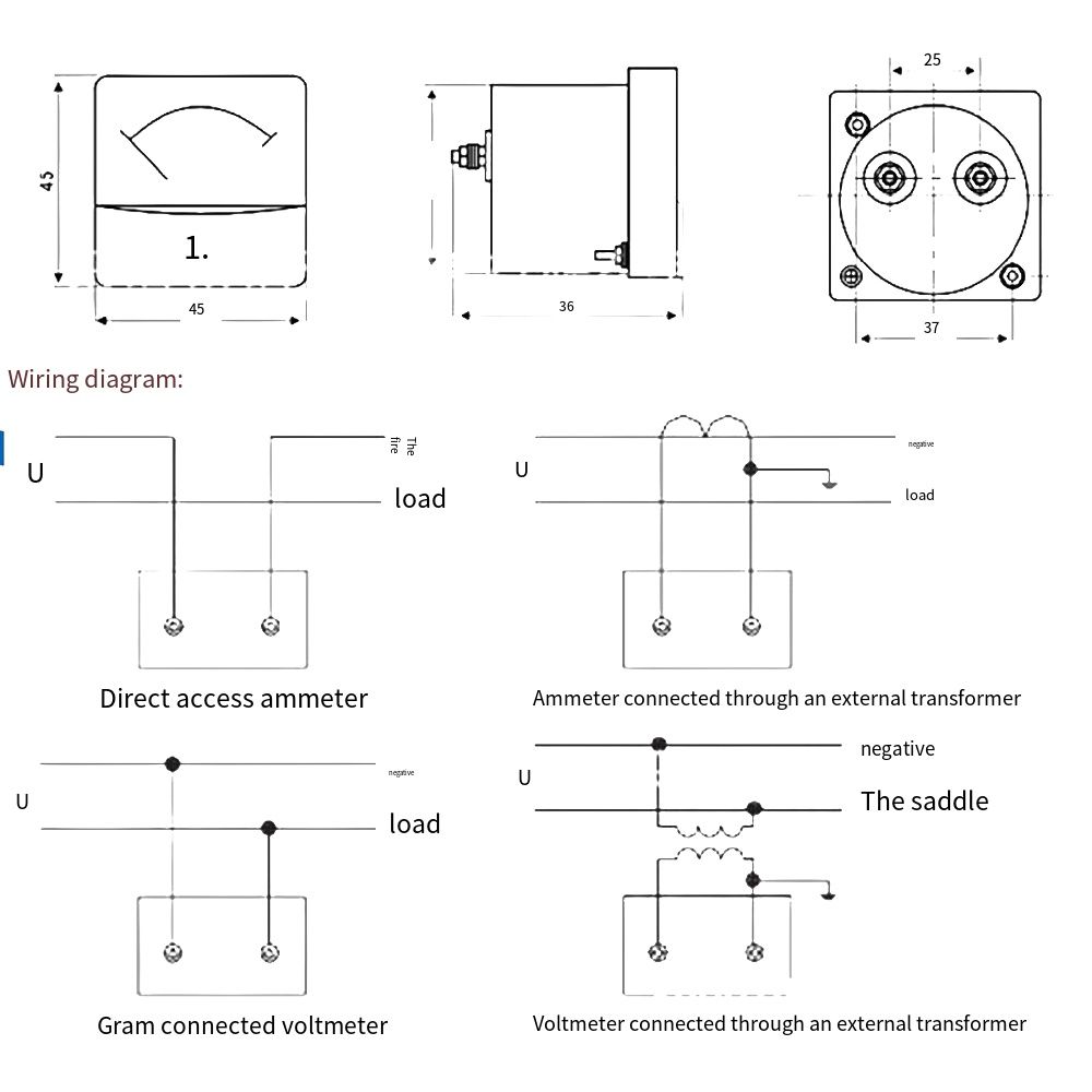 91L4 Pointer Type DC Voltmeter Square Analog Panel Voltage Gauge Voltage Meter Generator