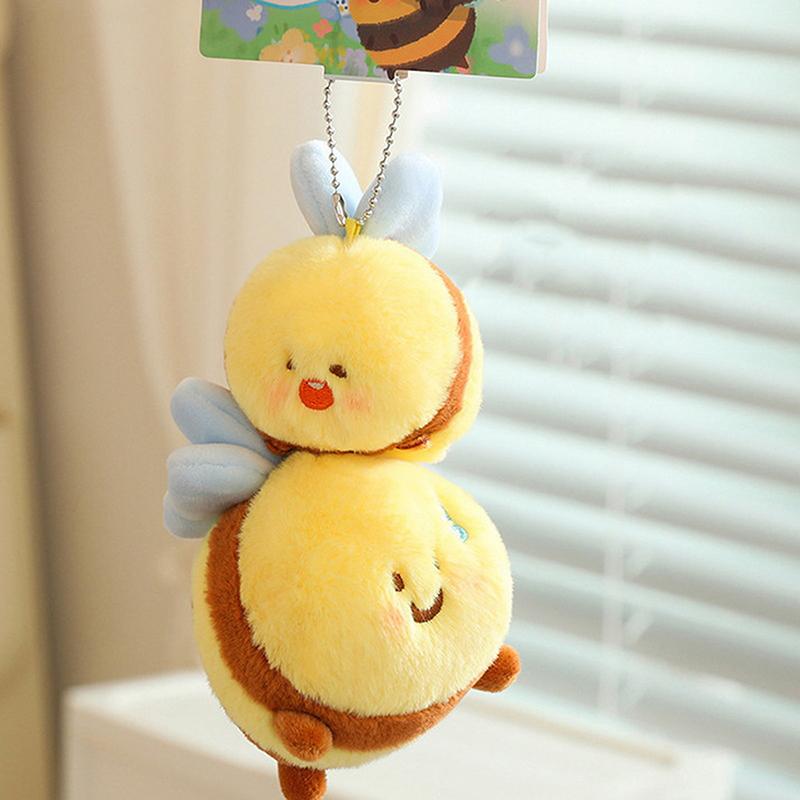 20 см плюшевая кукла-брелок для ключей Green Party Bee из хлопка Pp Bee, милая игрушка, сумка-подвеска, мультяшная плюшевая игрушка Bee Expression для детей